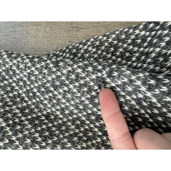 LL Bean Zip Sweater Jacket Womens Small Sherpa Lined Cinch Waist Gray Birds Eye - Picture 10 of 11